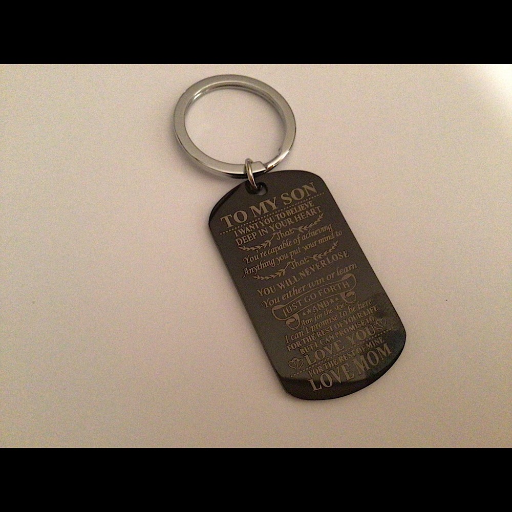 To my son from mom keychain stainless steel black
